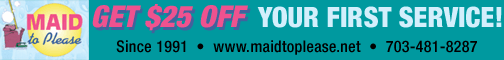 Get $25 off your first service from Maid to Please!